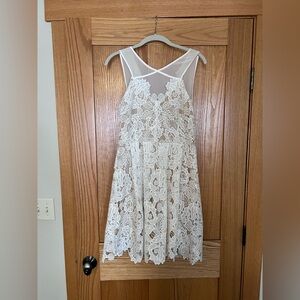 Francesca's White Floral Lace Mini Dress